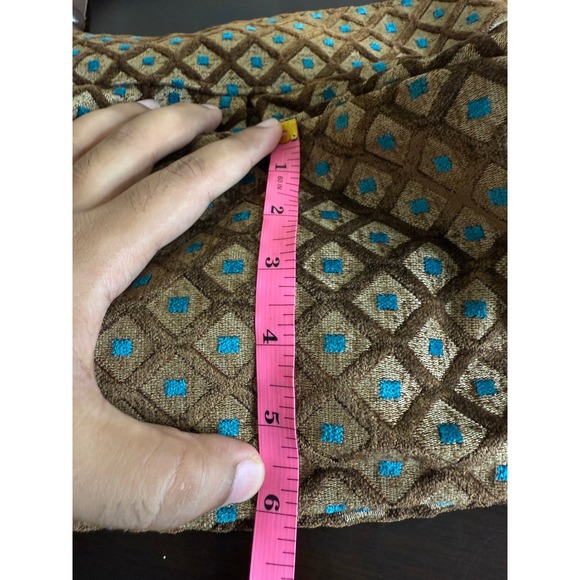 Midi‎ Queen Shoulder Bag Women's Brown Blue Diamond Pattern Magnetic Closure - Picture 11 of 12